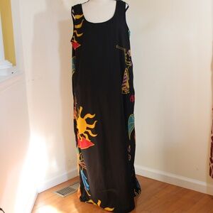 Shopping with ANTHONY, Colorful Sun and Abstract Pattern Maxi Dress